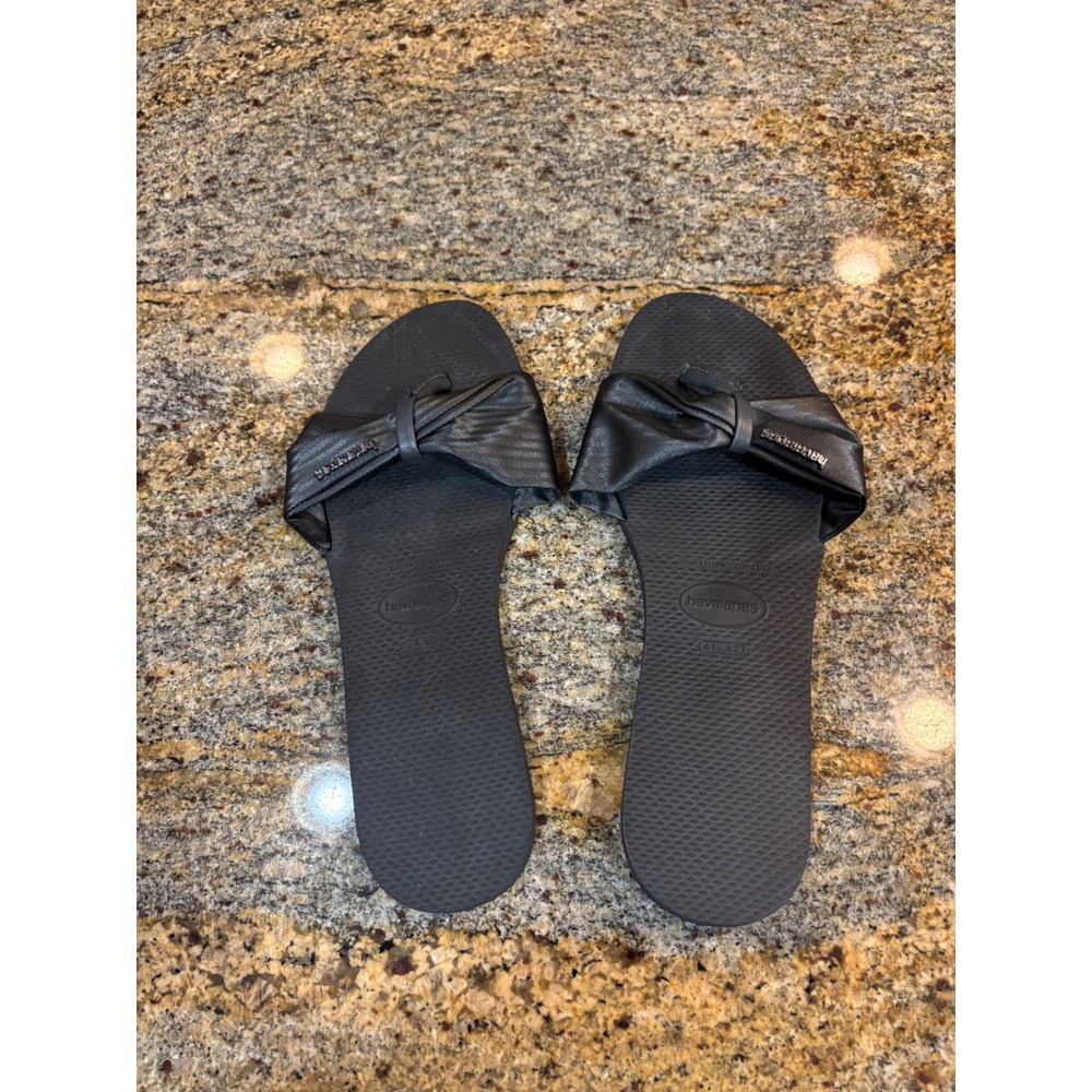Havaianas You Saint Tropez Black‎ Bow Flip Flop Sandals Womens 11/12W EUR 43/44